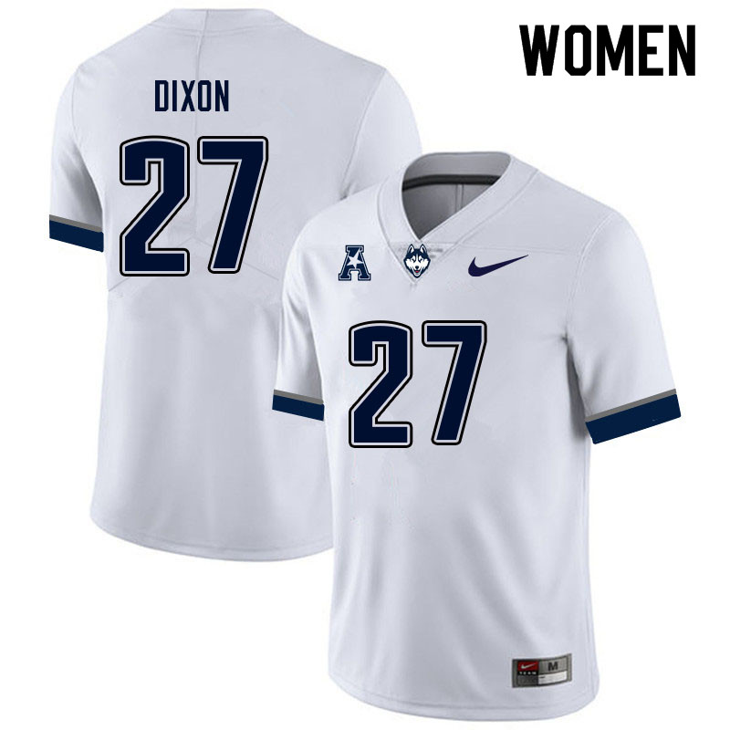 Women #27 Thaddeus Dixon Uconn Huskies College Football Jerseys Sale-White